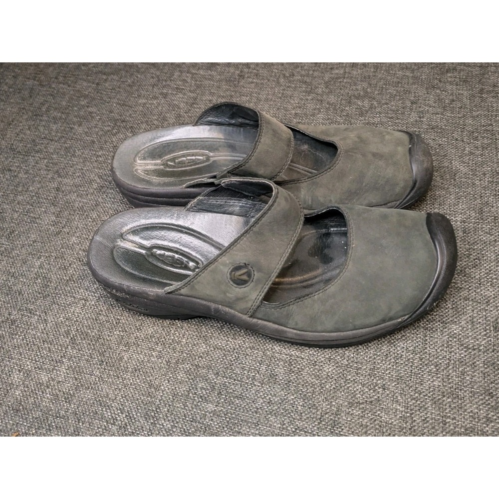 KEEN Size EU 38.5 / US 8 Women's Mary Jane Dark Mule Leather Clogs Slip on Shoes